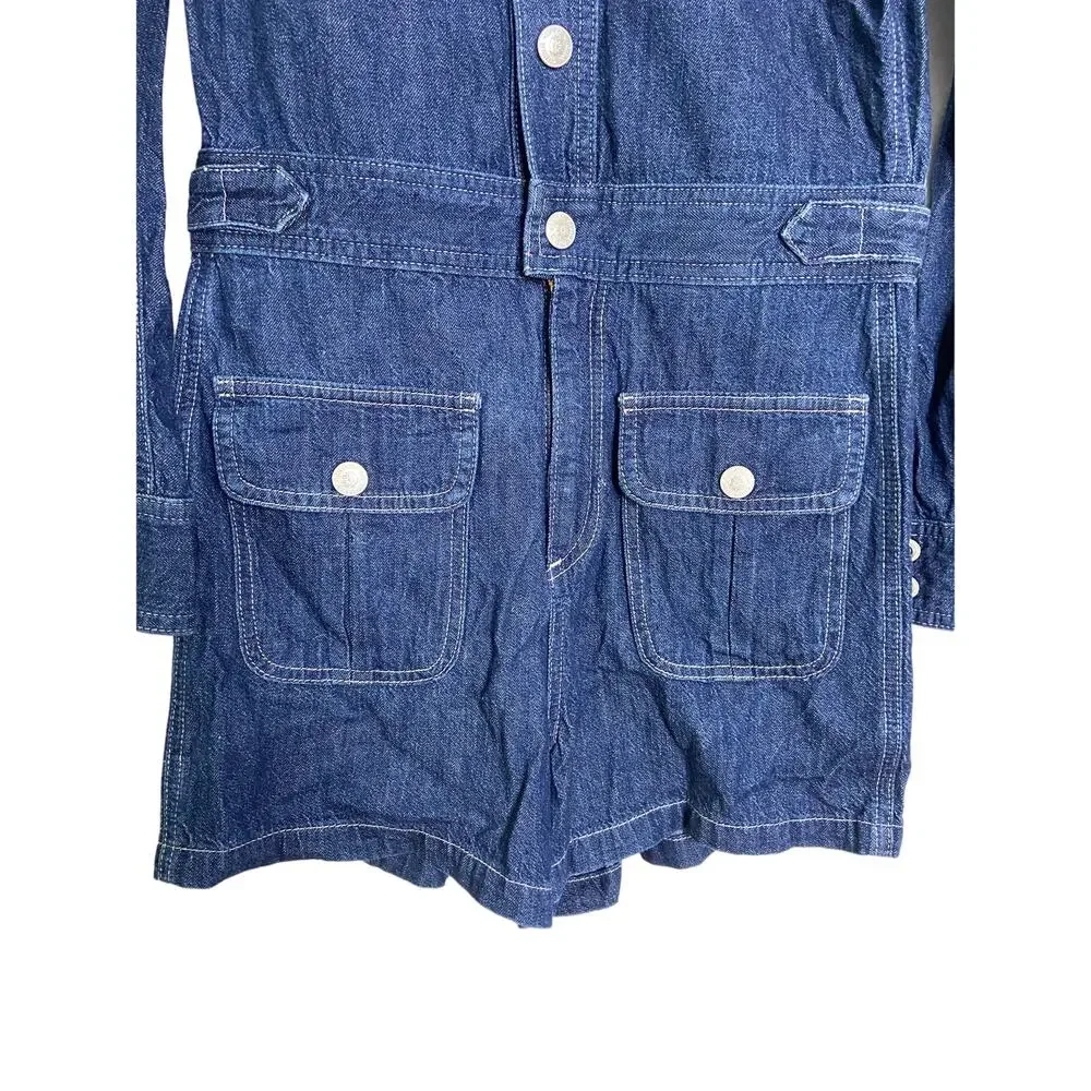 Alexa Chung for AG Loretta Denim Romper Long Sleeve Western Cowboy Country Small
